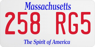 MA license plate 258RG5