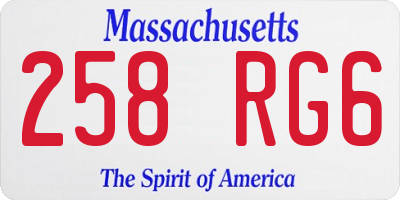 MA license plate 258RG6