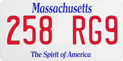 MA license plate 258RG9