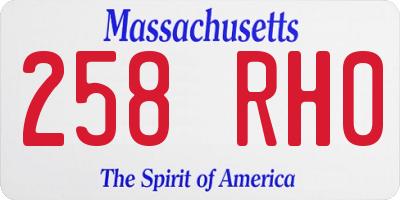 MA license plate 258RH0