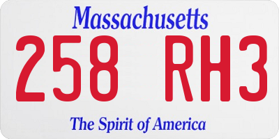 MA license plate 258RH3