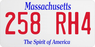 MA license plate 258RH4