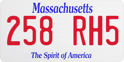 MA license plate 258RH5