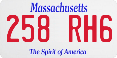 MA license plate 258RH6