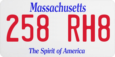MA license plate 258RH8