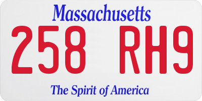 MA license plate 258RH9