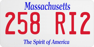 MA license plate 258RI2