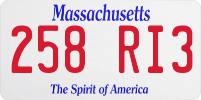 MA license plate 258RI3