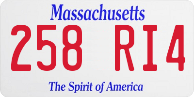 MA license plate 258RI4