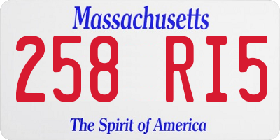 MA license plate 258RI5