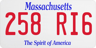 MA license plate 258RI6