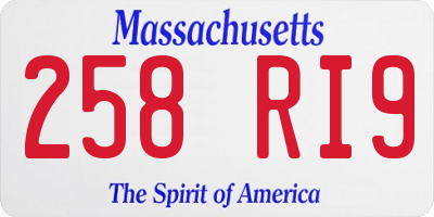 MA license plate 258RI9
