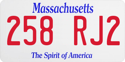 MA license plate 258RJ2