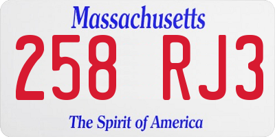 MA license plate 258RJ3