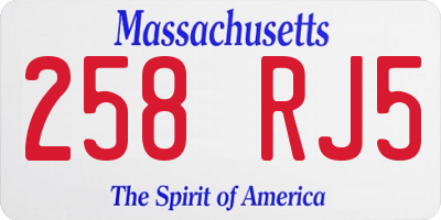 MA license plate 258RJ5