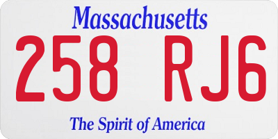 MA license plate 258RJ6