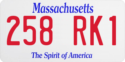MA license plate 258RK1