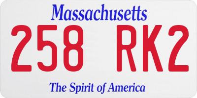 MA license plate 258RK2