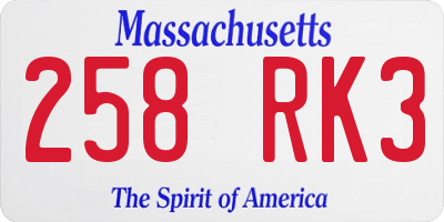 MA license plate 258RK3