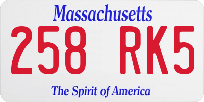 MA license plate 258RK5