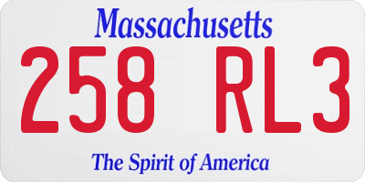 MA license plate 258RL3
