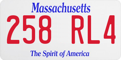 MA license plate 258RL4