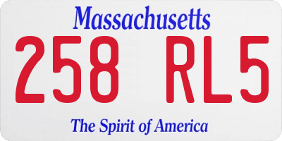 MA license plate 258RL5