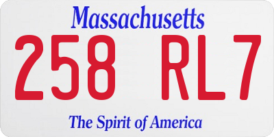MA license plate 258RL7