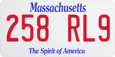 MA license plate 258RL9