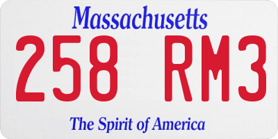 MA license plate 258RM3