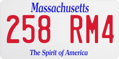 MA license plate 258RM4