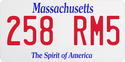 MA license plate 258RM5