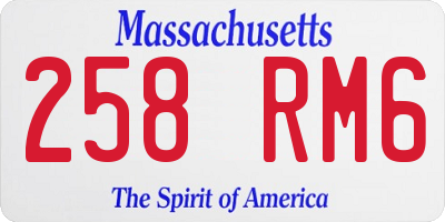 MA license plate 258RM6
