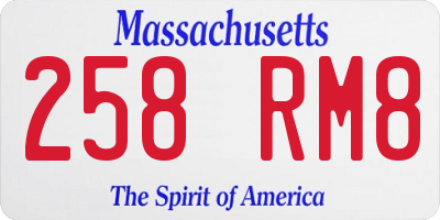 MA license plate 258RM8