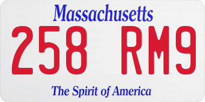 MA license plate 258RM9