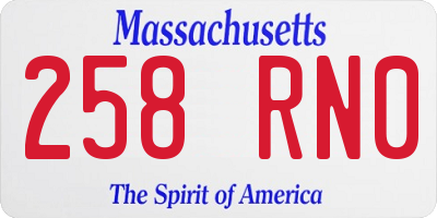 MA license plate 258RN0