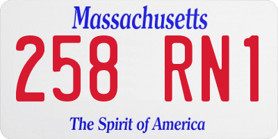 MA license plate 258RN1