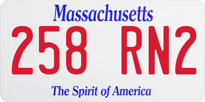 MA license plate 258RN2