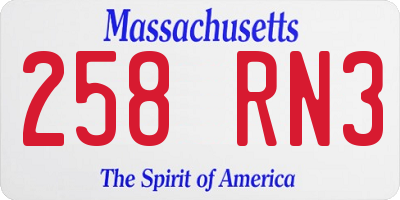 MA license plate 258RN3