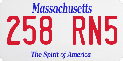MA license plate 258RN5