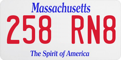 MA license plate 258RN8