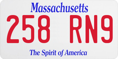 MA license plate 258RN9