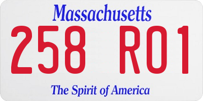 MA license plate 258RO1
