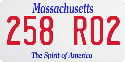 MA license plate 258RO2