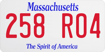 MA license plate 258RO4