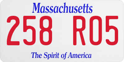 MA license plate 258RO5