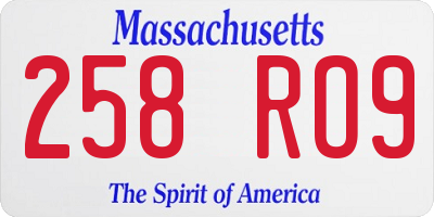 MA license plate 258RO9