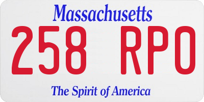 MA license plate 258RP0