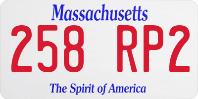 MA license plate 258RP2