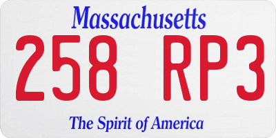 MA license plate 258RP3
